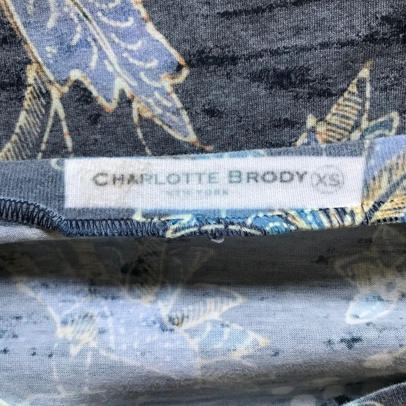 Charlotte Brody Signature T Tee Shirt Top Womens XS Blue Floral Short Sleeve - Picture 4 of 12